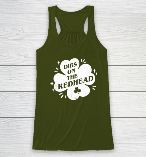 Irish St Patricks Day Shamrock Dibs On The Redhead Funny Racerback Tank 2