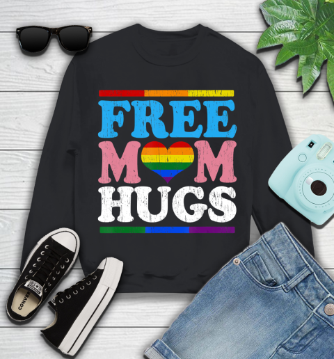 Nurse Shirt Vintage Free Mom Hugs rainbow Transgender Heart LGBT Pride T Shirt Youth Sweatshirt