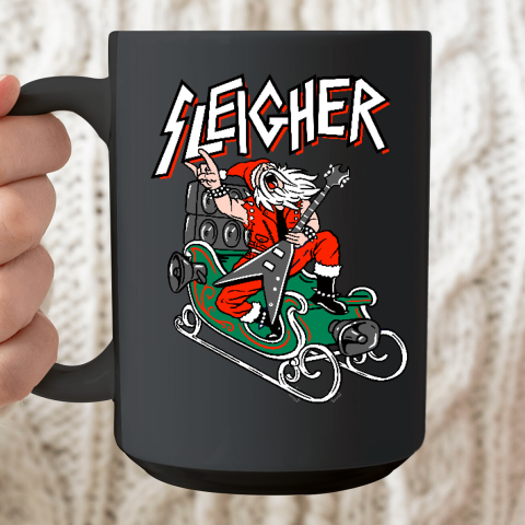 Ugly Christmas Sweater Sleigher Heavy Metal Santa Xmas Ceramic Mug 15oz