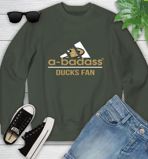NHL A Badass Anaheim Ducks Fan Adidas Hockey Sports Youth Sweatshirt 9