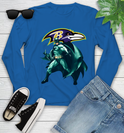 NFL Batman Football Sports Baltimore Ravens Youth Long Sleeve 9