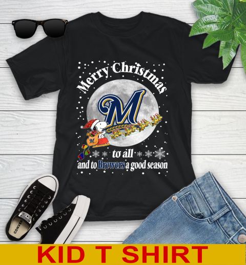 Milwaukee Brewers Merry Christmas To All And To Brewers A Good Season MLB Baseball Sports Youth T-Shirt