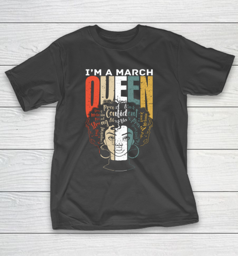 Queens are Born in March Retro Birthday Girl Shirt Vintage T-Shirt