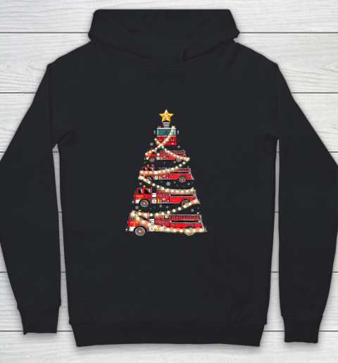 Firefighter Truck Christmas Tree Tee Funny Christmas Gift Youth Hoodie