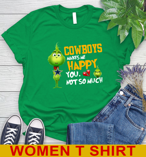 NFL Dallas Cowboys Makes Me Happy You Not So Much Grinch Football Sports Women's T-Shirt 7