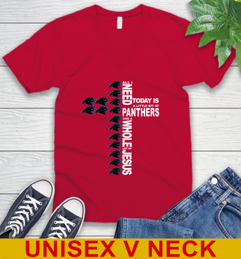 NFL All I Need Today Is A Little Bit Of Carolina Panthers Shirt V-Neck T-Shirt 6