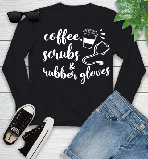 Nurse Shirt Coffee Scrubs Youth Long Sleeve