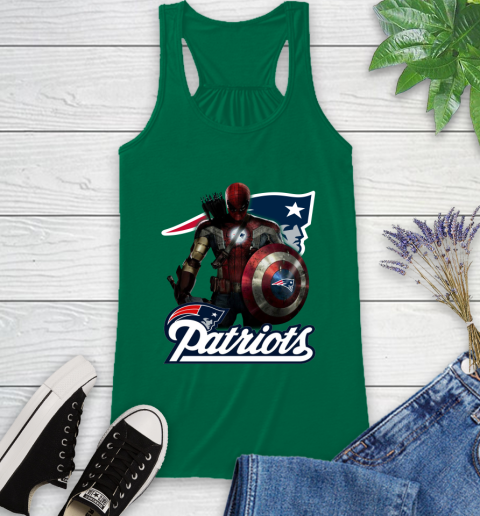NFL Captain America Thor Spider Man Hawkeye Avengers Endgame Football New England Patriots Racerback Tank 7