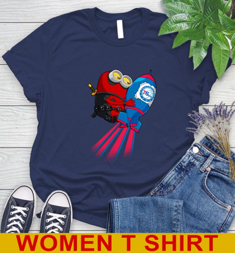 NBA Basketball Philadelphia 76ers Deadpool Minion Marvel Shirt Women's T-Shirt 12