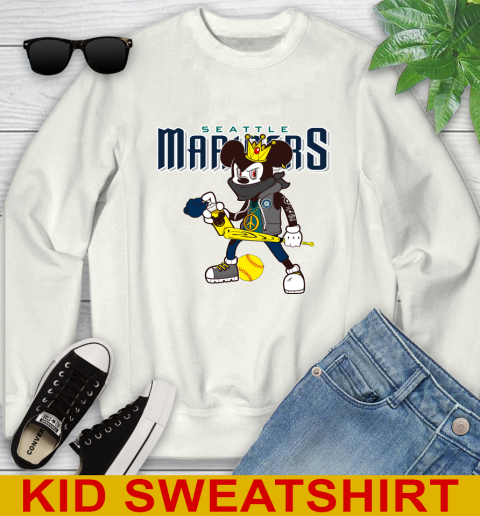 Seattle Mariners MLB Baseball Mickey Peace Sign Sports Youth Sweatshirt