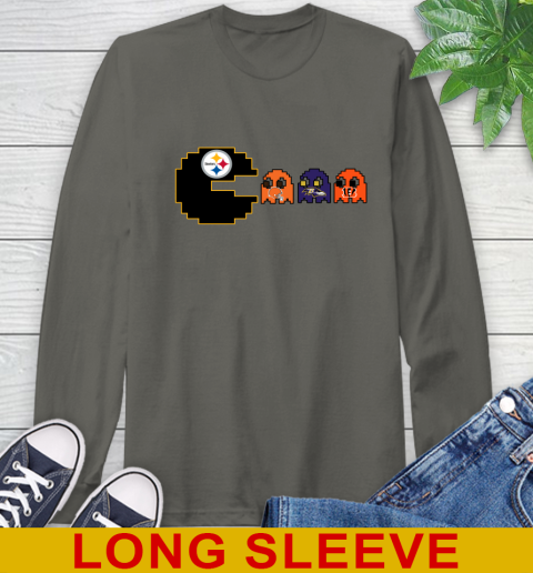 Pittsburgh Steelers NFL Football Pac Man Champion Long Sleeve T-Shirt 8