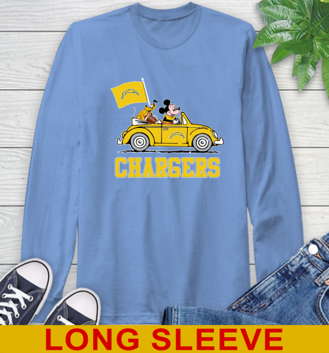 NFL Football Los Angeles Chargers Pluto Mickey Driving Disney Shirt Long Sleeve T-Shirt 11