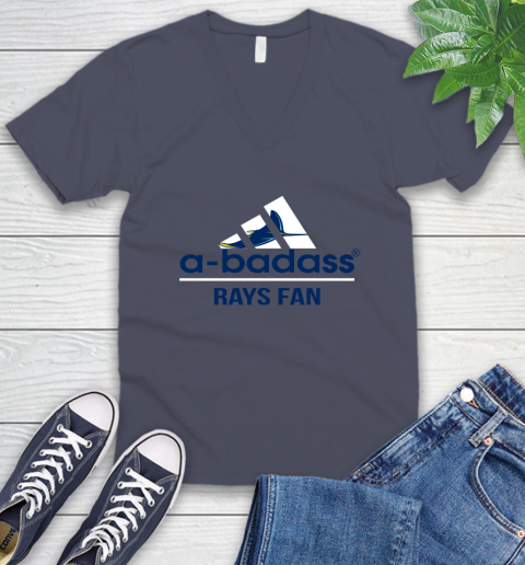 MLB A Badass Tampa Bay Rays Fan Adidas Baseball Sports V-Neck T-Shirt 7