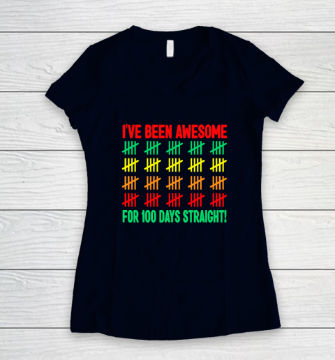 100 Days of School Shirt Kids 100th Day of School Women's V-Neck T-Shirt 2
