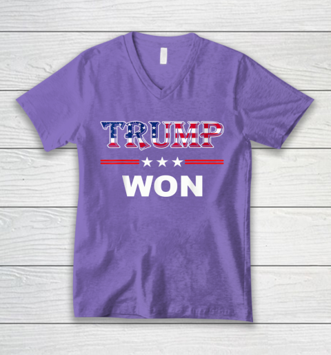 Trump Won T Shirt 4th of July American Flag V-Neck T-Shirt 8