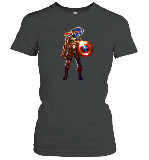 Buffalo Bills NFL Football Iron Man Avengers American Flag Shirt Women's T- Shirt