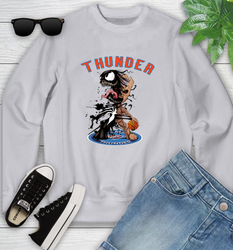 NBA Oklahoma City Thunder Basketball Venom Groot Guardians Of The Galaxy Youth Sweatshirt 4