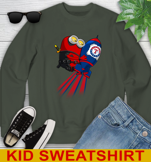 MLB Baseball Texas Rangers Deadpool Minion Marvel Shirt Youth Sweatshirt 8