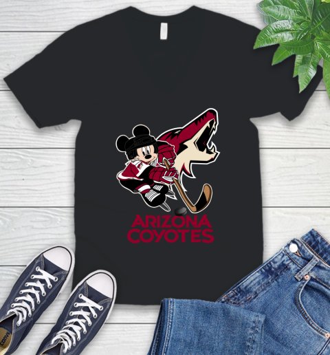 NHL Arizona Coyotes Mickey Mouse Disney Hockey T Shirt V-Neck T-Shirt 2