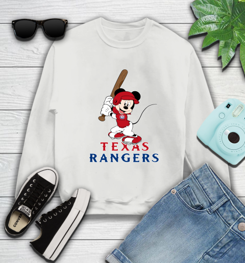 MLB Baseball Texas Rangers Cheerful Mickey Mouse Shirt Sweatshirt 5