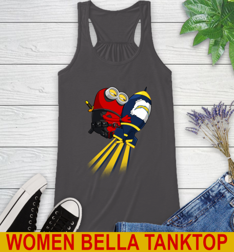 NFL Football Los Angeles Chargers Deadpool Minion Marvel Shirt Racerback Tank 10