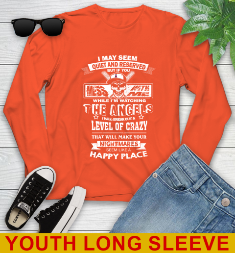 Los Angeles Angels MLB Baseball If You Mess With Me While I'm Watching My Team Youth Long Sleeve 3