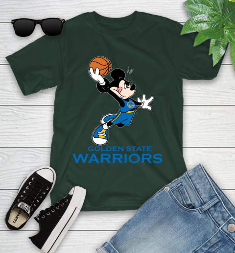 NBA Basketball Golden State Warriors Cheerful Mickey Mouse Shirt Youth T-Shirt 5