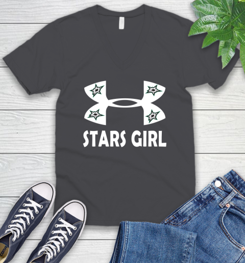 NHL Dallas Stars Girl Under Armour Hockey Sports V-Neck T-Shirt 4