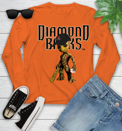 MLB Arizona Diamondbacks Groot Guardians Of The Galaxy Baseball Youth Long Sleeve 4