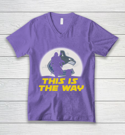 Vancouver Canucks NHL Ice Hockey Star Wars Yoda And Mandalorian This Is The Way V-Neck T-Shirt 8