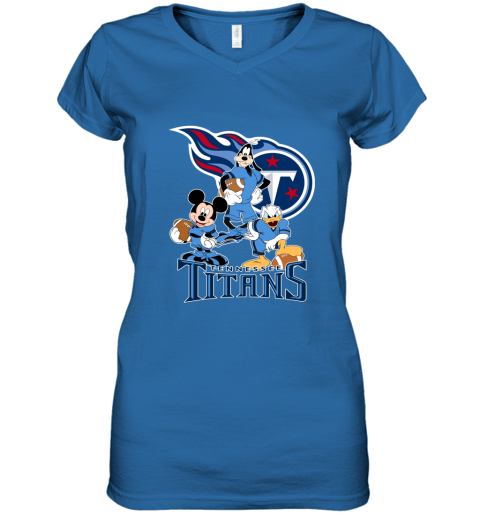 Mickey Donald Goofy The Three Tennessee Titans Football Shirts Women's  V-Neck T-Shirt 