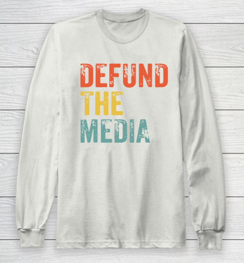Defund The Media Retro Vintage Long Sleeve T-Shirt 12