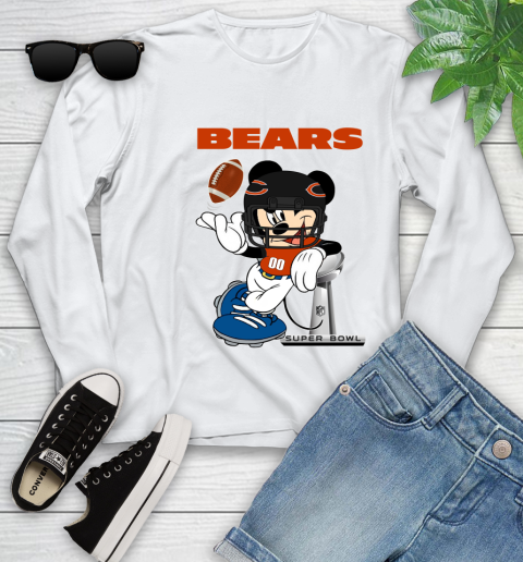 NFL Chicago Bears Mickey Mouse Disney Super Bowl Football T Shirt Youth Long Sleeve