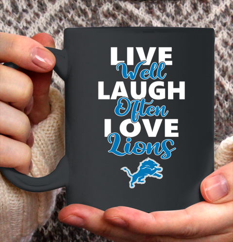 NFL Football Detroit Lions Live Well Laugh Often Love Shirt Ceramic Mug 11oz