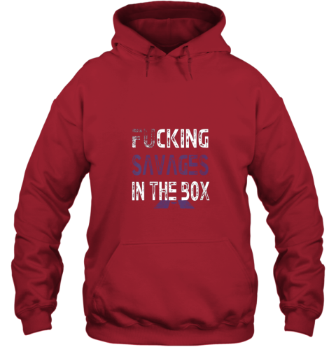 skg7 vintage savages in the box shirt aseball fans hoodie 23 front red