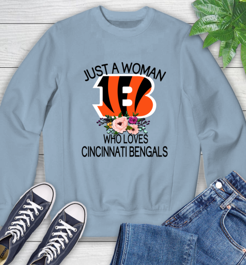 NFL Just A Woman Who Loves Cincinnati Bengals Football Sports Sweatshirt 5
