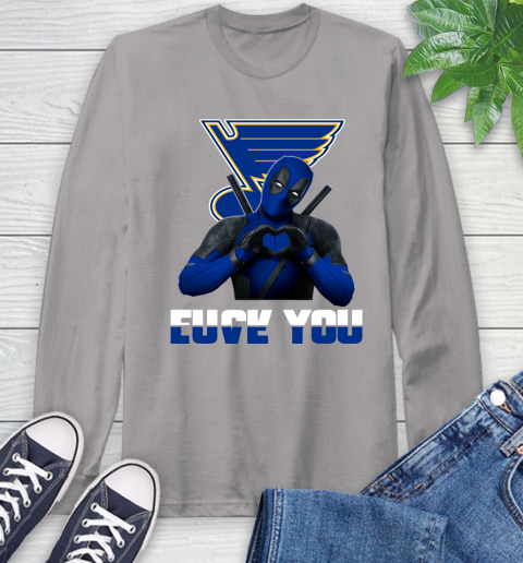 NHL St.Louis Blues Deadpool Love You Fuck You Hockey Sports Long Sleeve T-Shirt 6