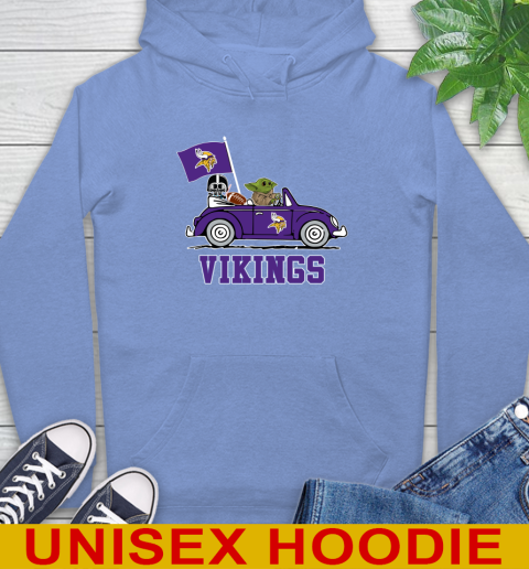 NFL Football Minnesota Vikings Darth Vader Baby Yoda Driving Star Wars Shirt Hoodie 11