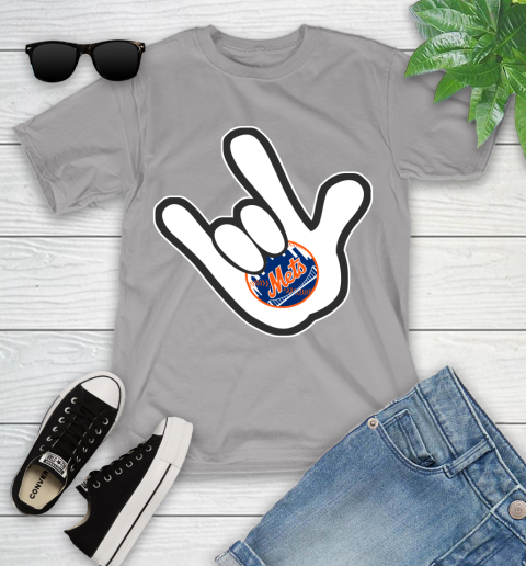 New York Mets MLB Baseball Mickey Rock Hand Disney Youth T-Shirt 4