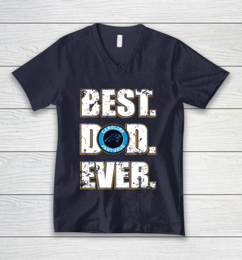 NFL Carolina Panthers Football Best Dad Ever Family Shirt V-Neck T-Shirt 2