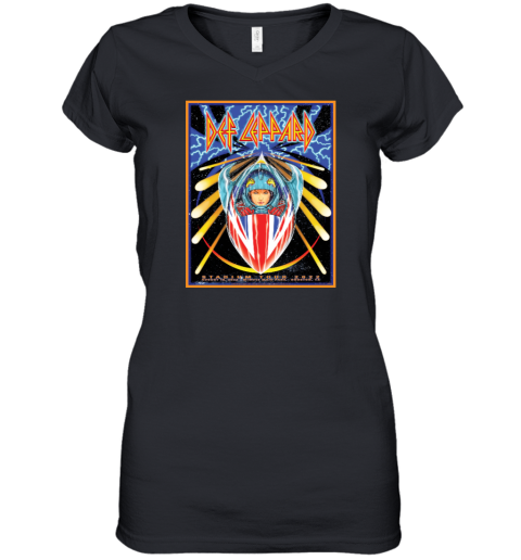 Def Leppard Houston August 19, 2022 The Stadium Tour Women's V-Neck T-Shirt