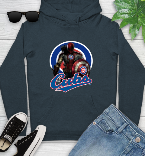 MLB Captain America Thor Spider Man Hawkeye Avengers Endgame Baseball Chicago Cubs Youth Hoodie 8