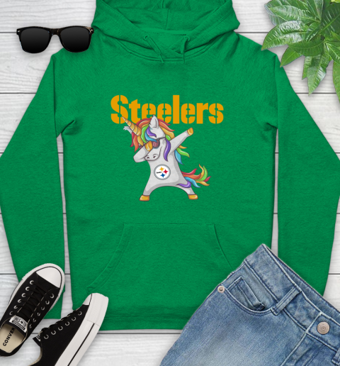 Pittsburgh Steelers NFL Football Funny Unicorn Dabbing Sports Youth Hoodie 7