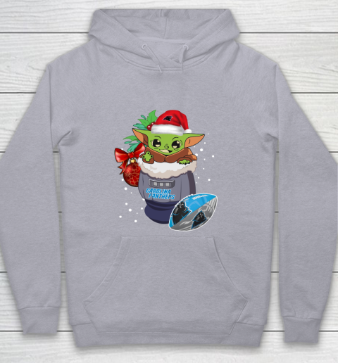 Carolina Panthers Christmas Baby Yoda Star Wars Funny Happy NFL Youth Hoodie 5