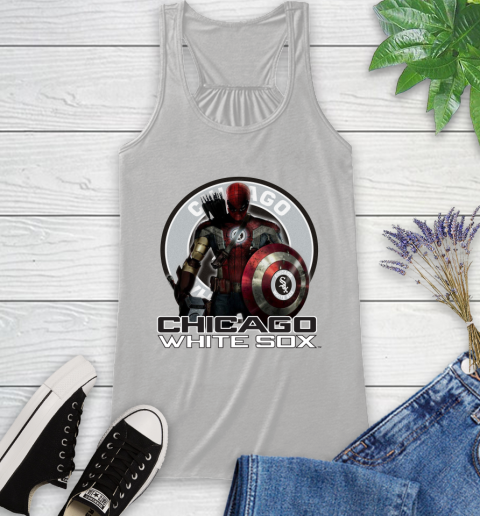 MLB Captain America Thor Spider Man Hawkeye Avengers Endgame Baseball Chicago White Sox Racerback Tank