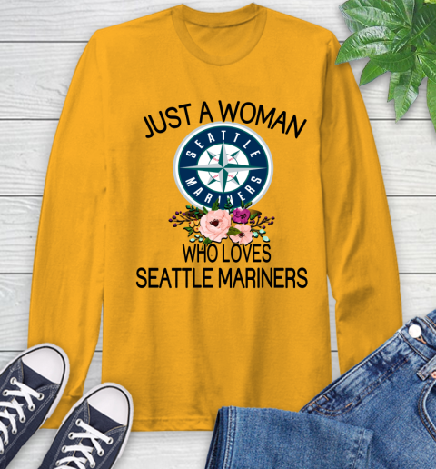 MLB Just A Woman Who Loves Seattle Mariners Baseball Sports Long Sleeve T-Shirt 2
