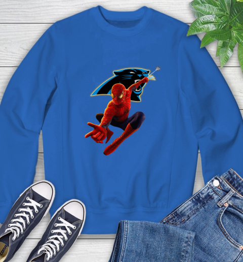 NFL Spider Man Avengers Endgame Football Carolina Panthers Sweatshirt 8