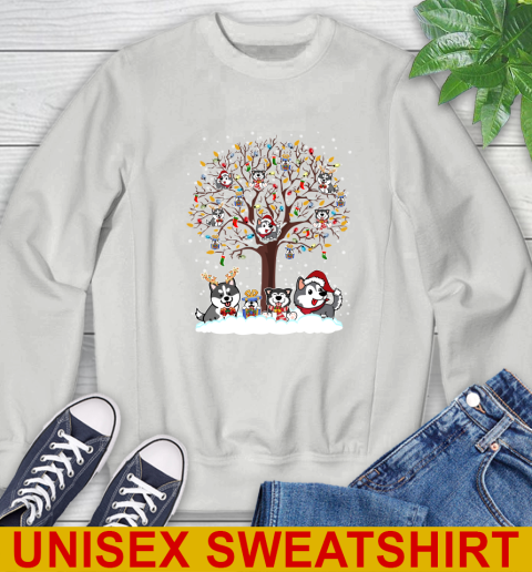 Husky dog pet lover light christmas tree shirt 29