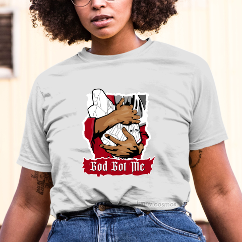 Air Jordan 11 Platinum Tint Matching Sneaker Tshirt God Got Me Red and White Jordan Shirt