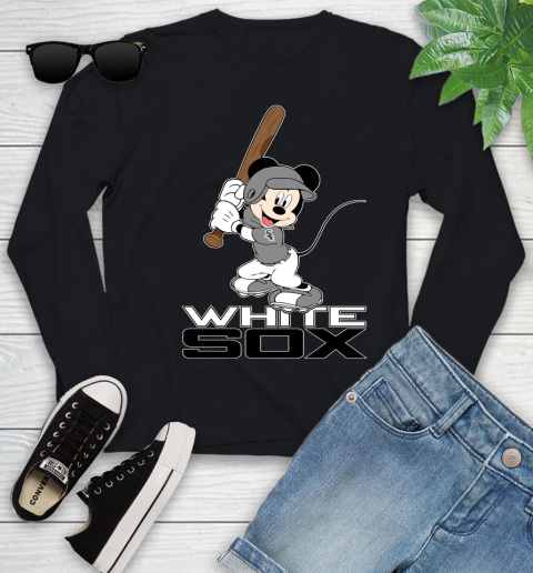 MLB Baseball Chicago White Sox Cheerful Mickey Mouse Shirt Youth Long Sleeve